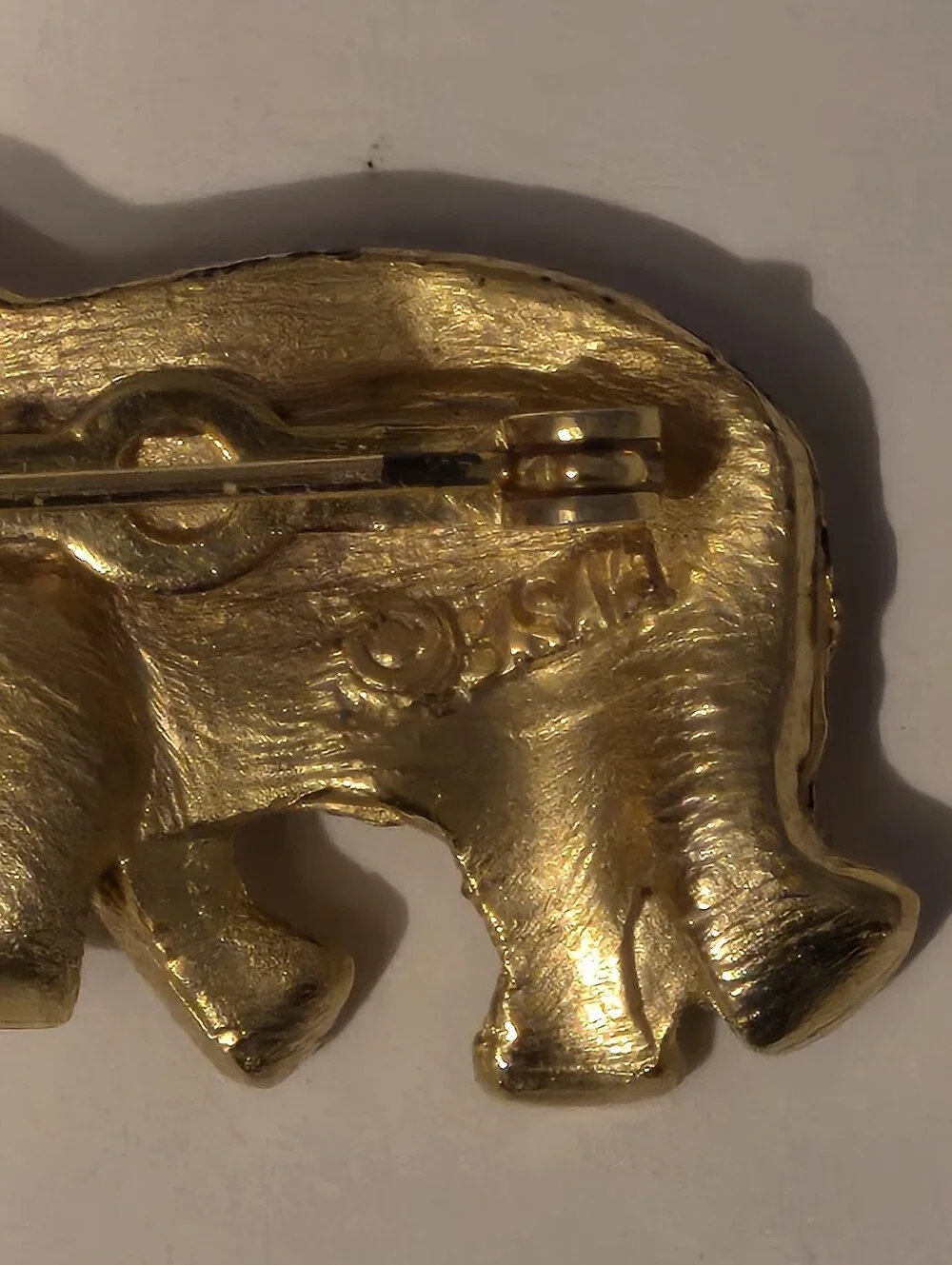 BSK Branded Vintage Rhinestone Elephant Brooch